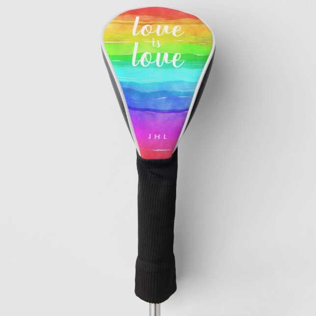 Couvre-club De Golf "L'amour est l'amour" Aquarelle Gay pride Arc-en-c (Devant)