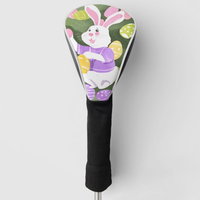 Couvre-club De Golf lapin avec oeufs de pâques (Devant)