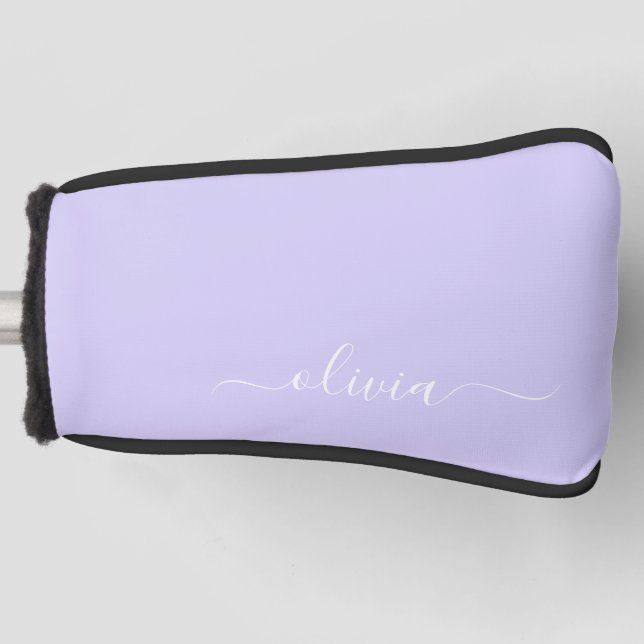 Couvre-club De Golf Lavande Purple Script Moderne Fille Monogramme Nom (Devant)