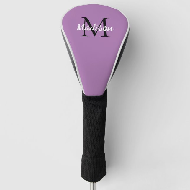 Couvre-club De Golf Lavande Purple Script Moderne Monogramme Nom Dames (Devant)