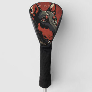 Couvre-club De Golf Le chien Doberman, rouge et noir 001 - Ulises Dall
