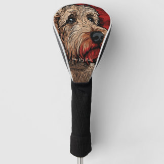 Couvre-club De Golf Le chien Goldendoodle, rouge et noir 002 - Ulises
