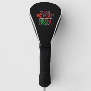 Couvre-club De Golf Le pilote de l'école de Christmas, bus scolaire