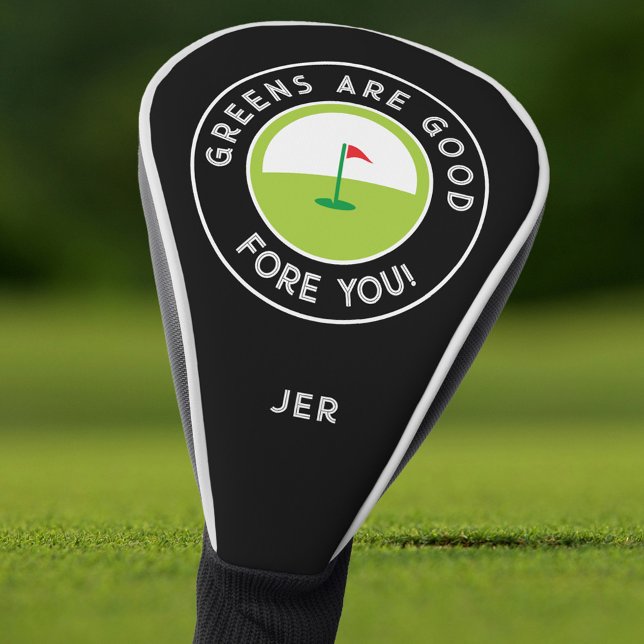 Couvre-club De Golf Les légumes verts sont bons pour vous Monogrammés (Greens Are Good Fore You Monogrammed Golf Head Cover)