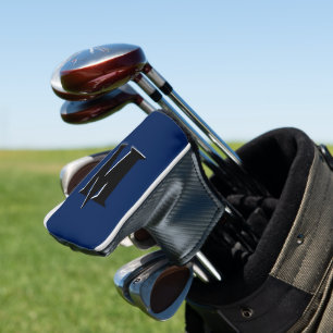 Couvre-club De Golf Lettre initiale personnalisée 3D noire Navy Indi