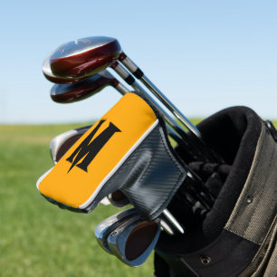 Couvre-club De Golf LETTRE INITIALE PERSONNALISÉE NOIRE Tangerine