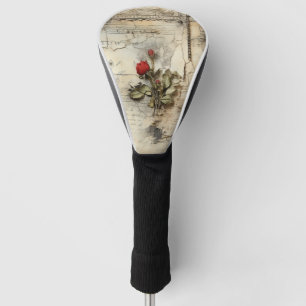 Couvre-club De Golf Lettre vintage d'amour parchemin avec fleurs (10)