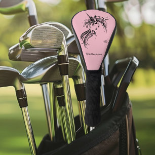 Couvre-club De Golf Licorne Tribale Élégante Fantaisie Encre Noire