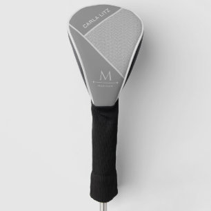 Couvre-club De Golf Lignes courbes géométriques modernes en noir et gr