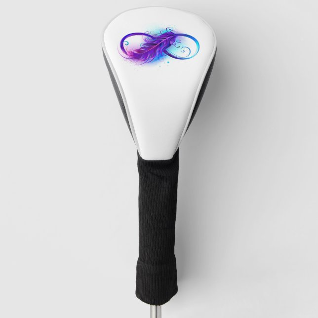 Couvre-club De Golf L'infini avec plume violette (Devant)