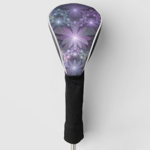Couvre-club De Golf Lit de fleurs tendance brillant art fractal abstra