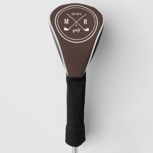 Couvre-club De Golf Logo Club de golf monogramme cuir Brown