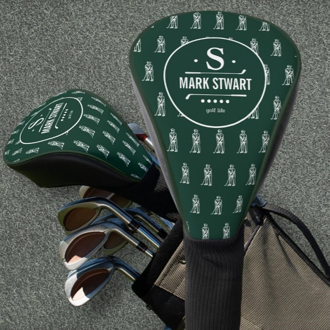 Couvre-club De Golf Logo de golf/Monogramme golf vert (Créateur téléchargé)