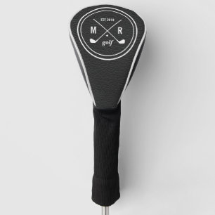 Couvre-club De Golf Logo du Club de golf en cuir noir monogramme