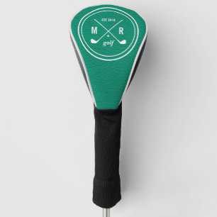 Couvre-club De Golf Logo du Club de golf monogramme en cuir vert émer