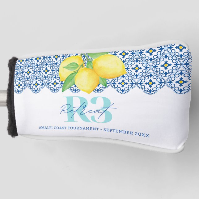 Couvre-club De Golf Logo élégant en carrelage méditerranéen à l'aquare (Devant)