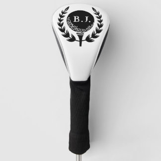 Couvre-club De Golf Logo en noir blanc personnalisé