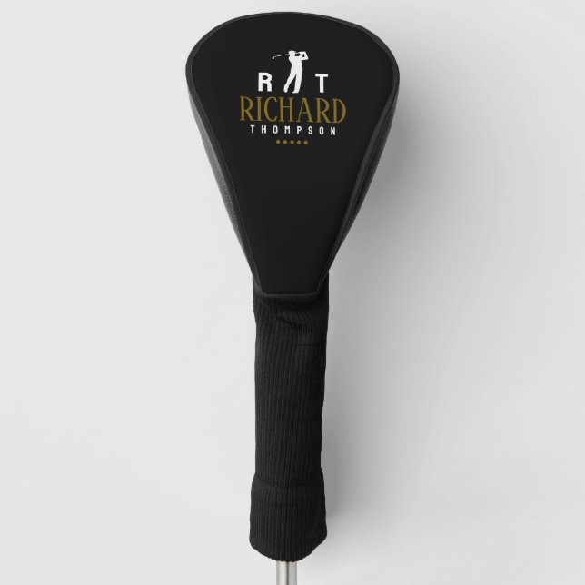 Couvre-club De Golf Logo Monogramme pour golfeurs cool noir (Devant)