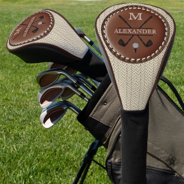 Couvre-club De Golf Logo Nom Monogramme Vintage  (Créateur téléchargé)