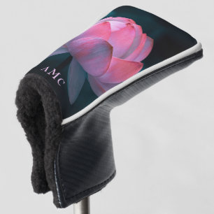 Couvre-club De Golf Lotus rose Monogramme Putter Golf Tête Couverture