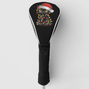 Couvre-club De Golf Lumières de sapin de Noël de chat noir drôle de ch