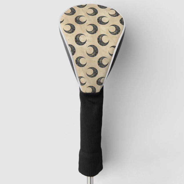 Couvre-club De Golf Lune dorée motif céleste Boho (Devant)