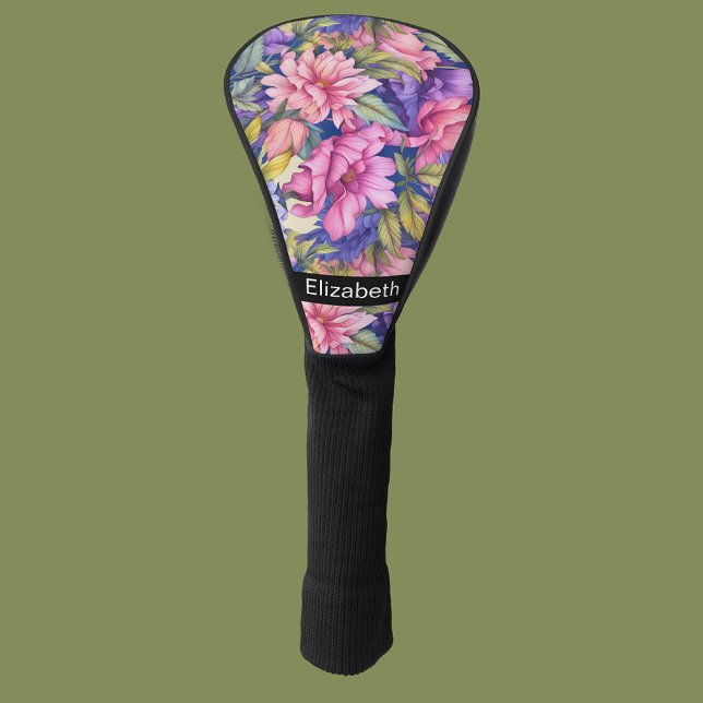 Couvre-club De Golf Lush Pink and Purple Flowers Personalized (Créateur téléchargé)
