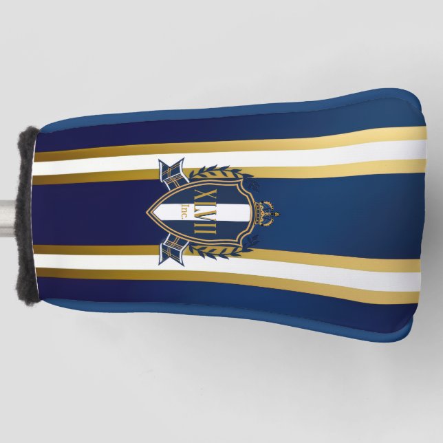 Couvre-club De Golf Luxury Royal Blue and White Monogram Putter  (Devant)