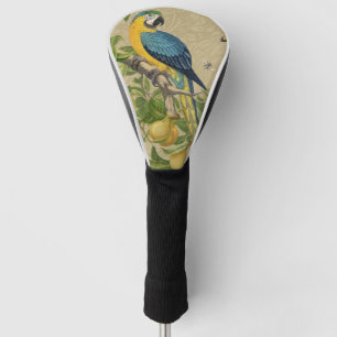Couvre-club De Golf Macaw Blue Jaune Tropical Jungle Antique