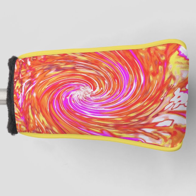 Couvre-club De Golf Magenta rétro et couleurs d'automne florale (Devant)