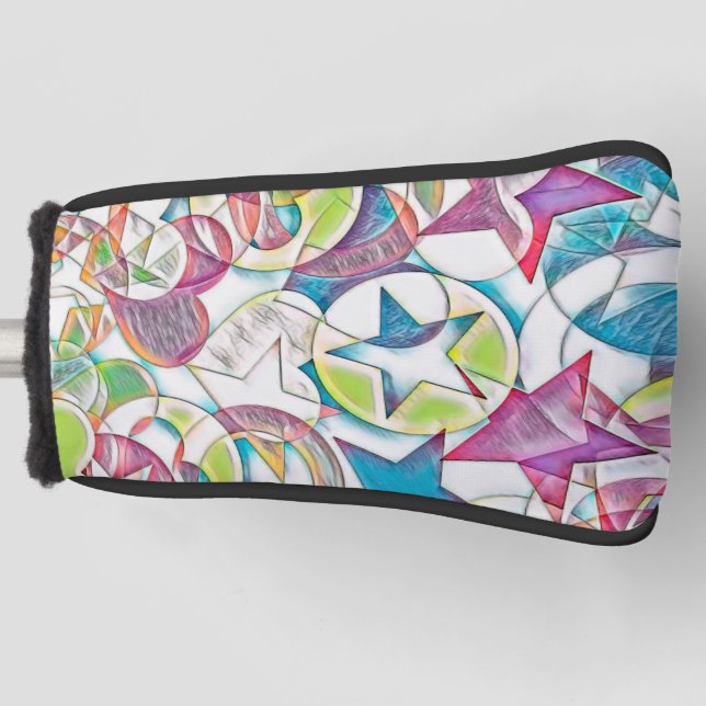 Couvre-club De Golf Main Tirée Par EDDArt - Étoiles Et Coeurs 1 (Devant)