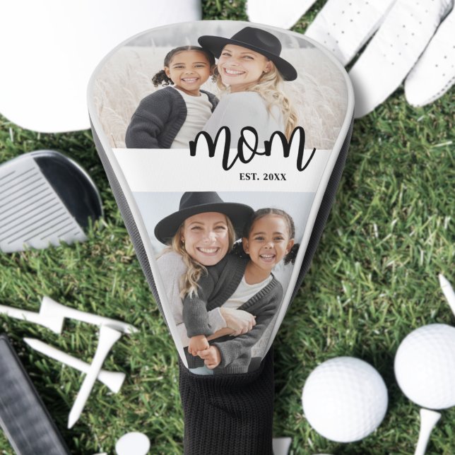 Couvre-club De Golf Maman a établi un script photo moderne (Mom Established Mother's Day Gift Golf Head Cover)