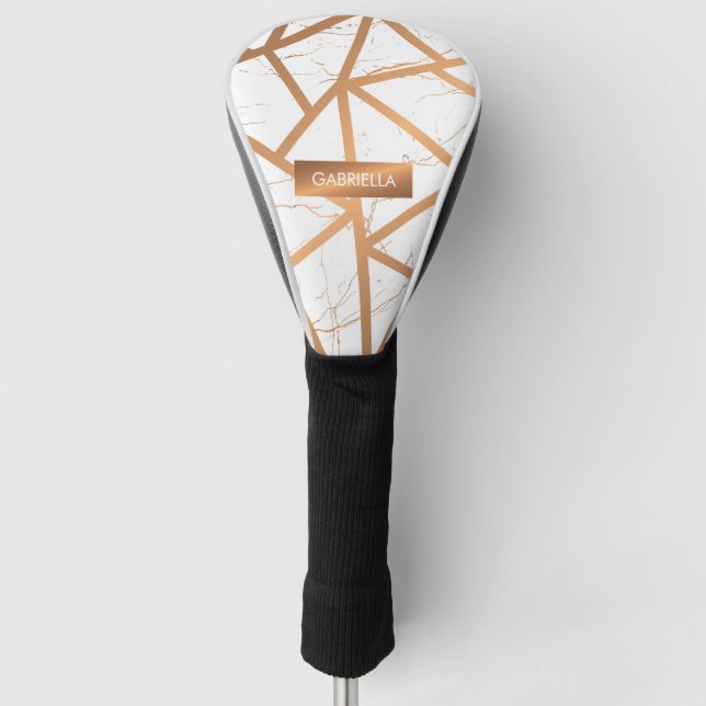 Couvre-club De Golf Marbre blanc et doré (Devant)