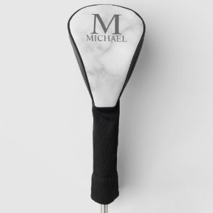 Couvre-club De Golf Marbre blanc Monogramme personnalisé et nom
