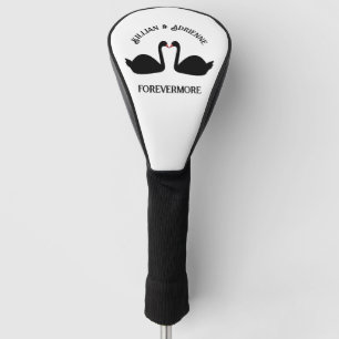Couvre-club De Golf Mariage gothique Baiser Black Swans Personnalisé