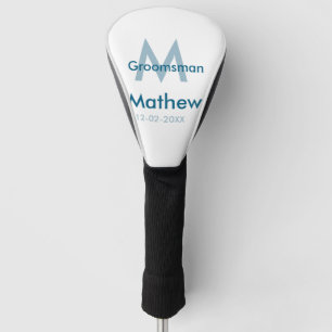 Couvre-club De Golf Marine bleu groomsman nom lettre date masculin par