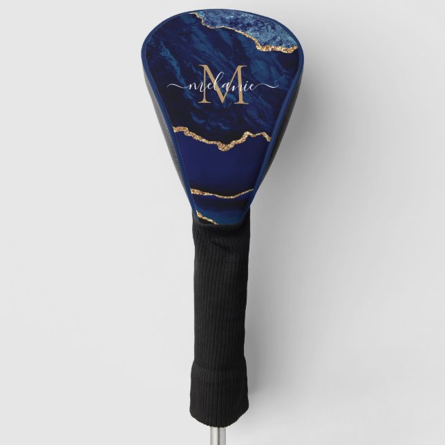 Couvre-club De Golf Marine Blue Gold Votre nom Golf Head Cover (Devant)
