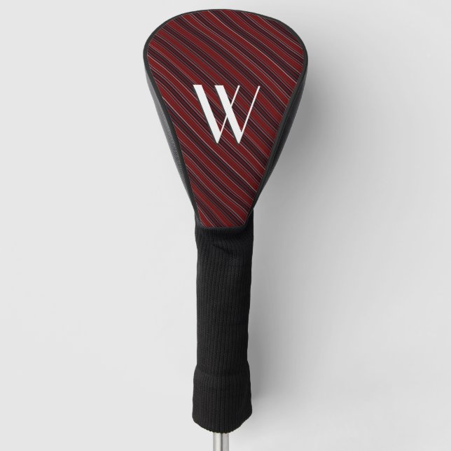 Couvre-club De Golf Maroon Stripe Initial (Devant)