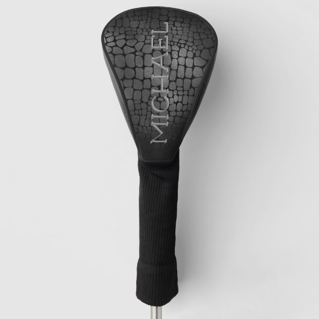 Couvre-club De Golf Masculine Faux Cuir Noir Personnalisé (Devant)