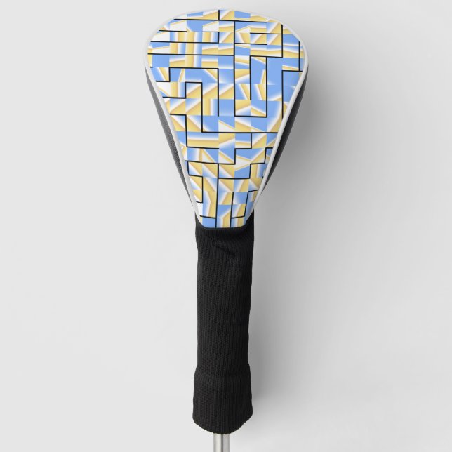 Couvre-club De Golf Maze bleu et jaune (Devant)