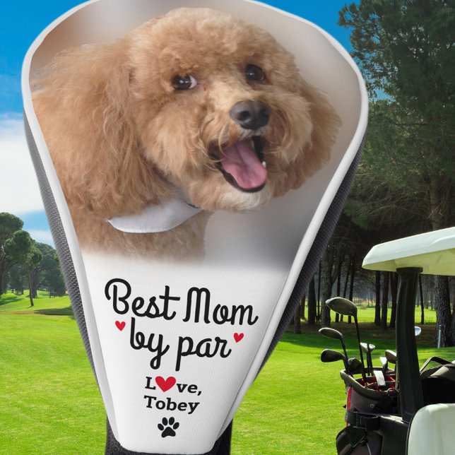 Couvre-club De Golf Meilleur Chien Maman Par Par Nom Photo Empreinte d (Best Dog Mom By Par Photo Name Paw Print Custom Golf Head Cover)