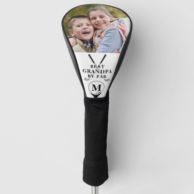 Couvre-club De Golf Meilleur Grand-Père Par Par Photo Monogramme Noir  (Devant)