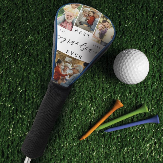 Couvre-club De Golf Meilleur grand-père Script Fête des pères photo Co (Best Grandpa Ever Script Fathers Day Photo Collage Golf Head Cover)
