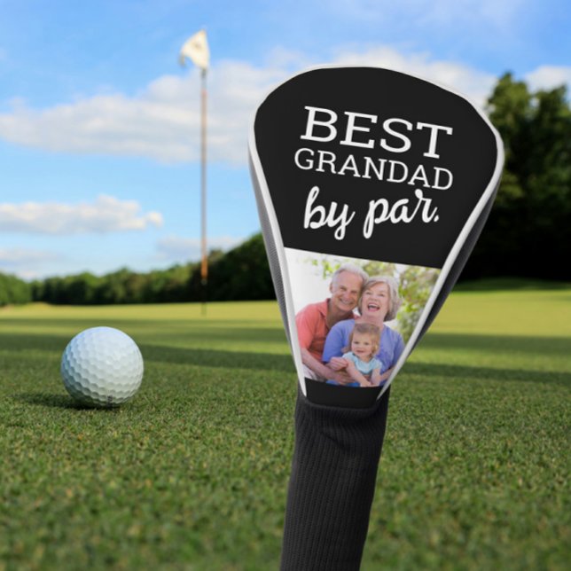 Couvre-club De Golf Meilleur Grand Prix par par Typographie moderne Ph (Personalized best grandad by par photo golf club head cover gift.)
