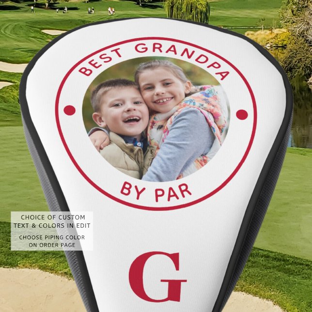 Couvre-club De Golf MEILLEUR GRANDPA PAR PAR MONogramme Photo Rouge (Créateur téléchargé)