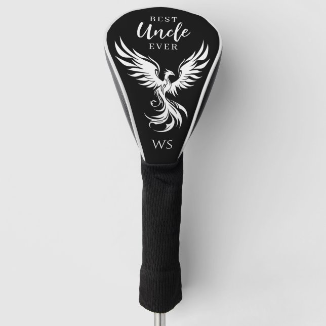 Couvre-club De Golf Meilleur oncle Phoenix Monogramme Initial noir et  (Devant)