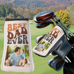 Couvre-club De Golf Meilleur Papa Jamais Photo Typographie rétro Super