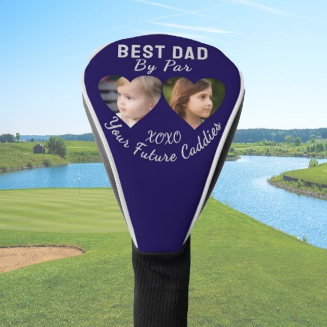 Couvre-club De Golf Meilleur Papa Par Par 2 Enfants Photo Collage Golf (Créateur téléchargé)