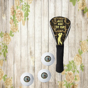 Couvre-club De Golf Meilleur Papa Par Par Calligraphie Or Léafée Swirl