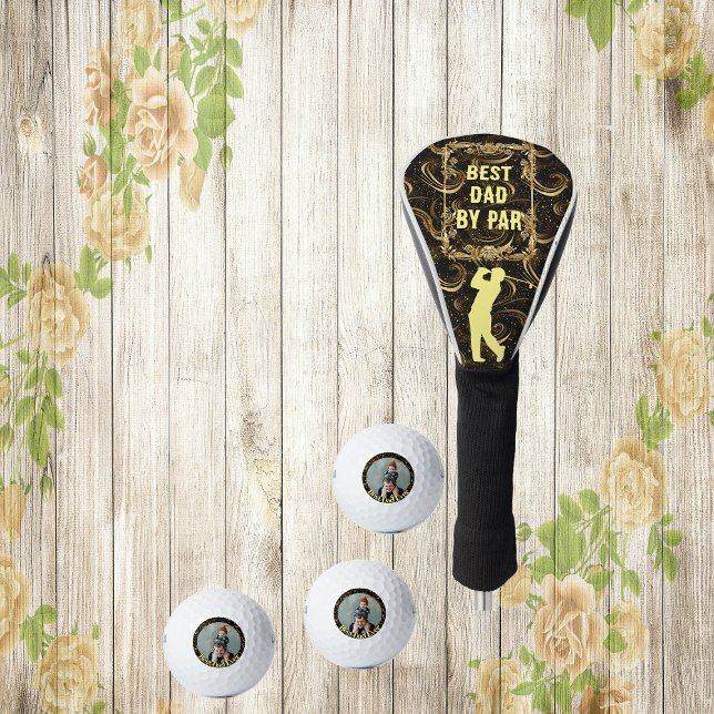 Couvre-club De Golf Meilleur Papa Par Par Calligraphie Or Léafée Swirl (Best Dad By Par Calligraphy Gold Leafy Swirl Black Golf Head Cover)